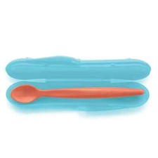 NEW Tupperware Feeding Spoon & Case Tupperkids blue & orange picture