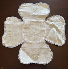 Vintage Hot Rolls Bread Basket Liner  Hand Embroidered Lace Made In Italy picture