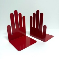 Vintage Postmodern Red Metal Hand Bookends - Spectrum Div Designs picture