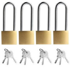 4 PCS Long Keyed Padlock Waterproof Solid Brass Lock, Padlock with Keys, 3.4 Inc picture