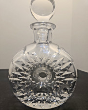 Atlantis Crisal Evora Cut Crystal Donut Decanter Wheel Pierced Center Vtg MCM picture