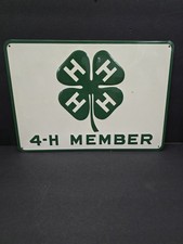 Vintage 4-H Member Embossed Metal Sign 14x10 Clover Farm Agriculture picture