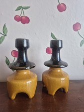 Beit Hayotser Mid Century Vintage Israeli Israel Candlestick Holders Brown RARE picture