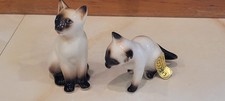 Vintage Enesco Siamese Cat Figurines Set of 2 Porcelain kittens 3 inch height picture