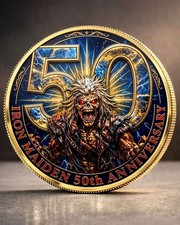 Iron Maiden 50th Anniversary Coin 2025 Gold Challenge Coin Eddie Heavy Metal Ban picture