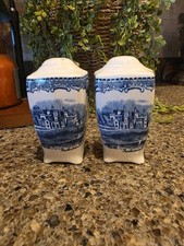 Set of Vintage Johnson Brothers Old Britain Castles Salt and Pepper Shakers Blue picture
