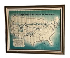 Vtg LDS Latter Day Saints Illustrated Mormon Exodus USA Print Framed 32