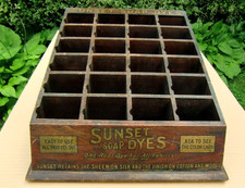 Antique 1920's SUNSET SOAP DYES Wood Countertop Store Display Case  Advertising picture