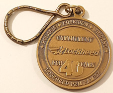 Vintage Lockheed Polaris Poseidon Trident 40 Year FBM Military Keychain Medal picture