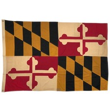 Large Vintage Sewn Cotton Maryland State Flag Cloth Old Art Textile American USA picture