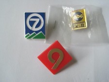 ABC Sports Metal Channel 7,9 Plastic Pins Vintage Lot 3 picture