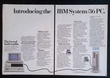 1985 IBM System/36 PC Vintage 2pg Computer Ad 