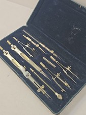 Early 20th C Pre-CAD Drafting Instrument Set Original Case Architect Engineer picture