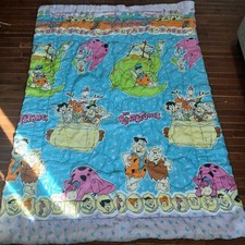 The Flintstones Vintage 1994 Twin Sized Bed Comforter Blanket Bedrock 90's picture