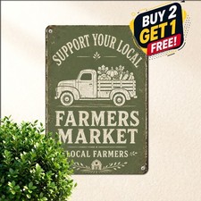 Support Your Local Farmers Market Metal Sign Retro Grocery Wall Decor picture