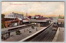 1908 Croydon NSW Railway Station Postcard Australia Steam Train Germany Printed picture