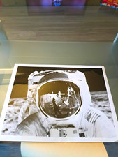 Vintage 1969 Apollo 11 Moon Landing Photo Wide World Print Buzz Aldrin Visor picture