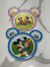 2008 Learning Curve Set Of 2 Mickey Minnie Mouse Melamine Serving Plates Rare picture