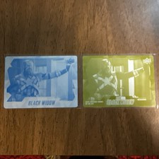 2021 UD Marvel Black Widow Black Widow Printing Plate Lot Yellow & Cyan Card #75 picture