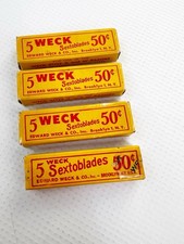 4 Vintage Edward Weck & Co Sextoblade Single Edge Safety Razor Blades New York picture