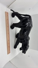 Vintage Mid-Century Leather Wrapped Black Panther Figurine picture