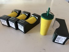 Lot of 4 Four Starbucks Yellow Pineapple Studded Cup Keychain Hawaii  NEW picture