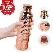 27oz Copper Water Bottle Handmade Hammered Finish Joint Free BPA Ayurvedic. picture