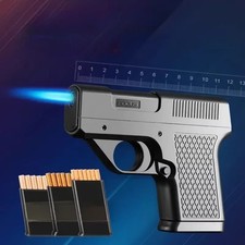 New Lighter Cigarette Case Jet Flame Pistol Gun Gas Cigar Butane Turbo Windproof picture