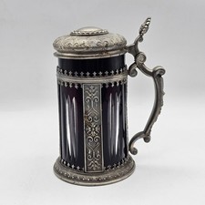 SKS Zinn Germany Pewter & Ruby Cut To Clear Glass 7