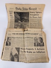 Vintage 1970 Newspaper Lot Richmond News Leader Daily News Record Nixon Virginia picture