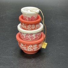 VTG Pyrex Inspired Christmas Ornament Plastic Nesting Mixing Bowl Set Gooseberry picture