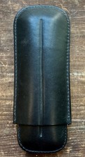 VINTAGE HANDMADE LEATHER CIGAR CASE 2 CIGAR TRAVEL CASE NOS QUALITY MADE CASE picture