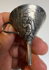 Vintage Tiny Italian Sterling Silver PERFUME FUNNEL Repousse Grape Harvest Putti picture