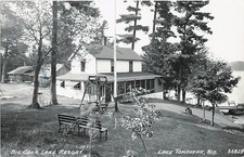 Postcard WI: RPPC Big Carr Lake Resort, Lake Tomahawk, Wisconsin Posted 1951 picture
