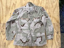 Vintage US Military 3-Color Desert Camo BDU Field Jacket Large Regular Patched picture
