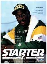 1993 Starter Team Wear NFL Jacket Vintage Print Ad Sterling Sharpe 90s Wall Art picture