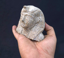 Ancient Egyptian Antiquities Pharaoh Bust Statue Rare Stone Nemes Head Figurine picture