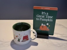 Starbucks x Peanuts 2026 Mug + RARE Store Display Sign Snoopy Great Pumpkin picture