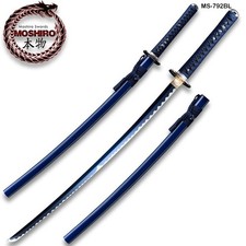 MOSHIRO Hand Forged  Katana Sword 1045 High Carbon Steel Blue Glossy Scabbard picture