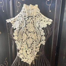 ANTIQUE  Victorian European Net Lace Collar,  Floral Pattern Boning picture