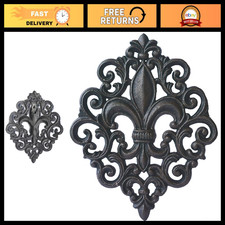 Cast Iron Fleur De Lis Wall Decor Plaque - Rustic Home Accent, Vintage Style picture
