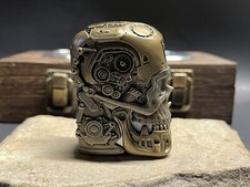 RARE Heavy 5-side Zippo lighter machine Skull Zippo New  Wood Box picture