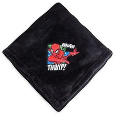Disney Store Spiderman Marvel Fleece Throw Blanket Superhero Comics Black NEW picture