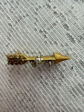 Vtg RARE 1930s 14k Yellow Gold Opal Pi Beta Phi Sorority Arrow Pin Badge Antique picture