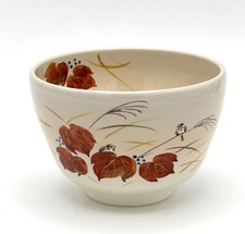 Kyo Kiyomizu yaki ware Japanese Matcha Tea bowl Chawan Red ivy & Sparrows Japan picture