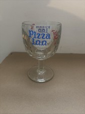 Vintage Pizza Inn Clear Heavy Duty Glass Goblet Pedestal Logo Barware picture