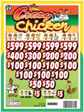 NEW pull tickets CRAZY CHICKEN - $2 Instant Tabs picture