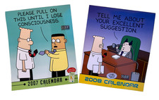 Dilbert 2007 and 2008 Cartoon Wall Calendars Scott Adams Lot of 2 Unused Mint picture