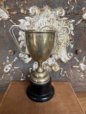 Vintage English Silverplated  Loving Cup Trophy w/ Handles and stand, c. 1947 picture