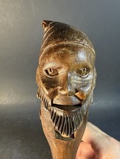 Wooden Carved Nutcracker Old Man Face Some Chips  picture